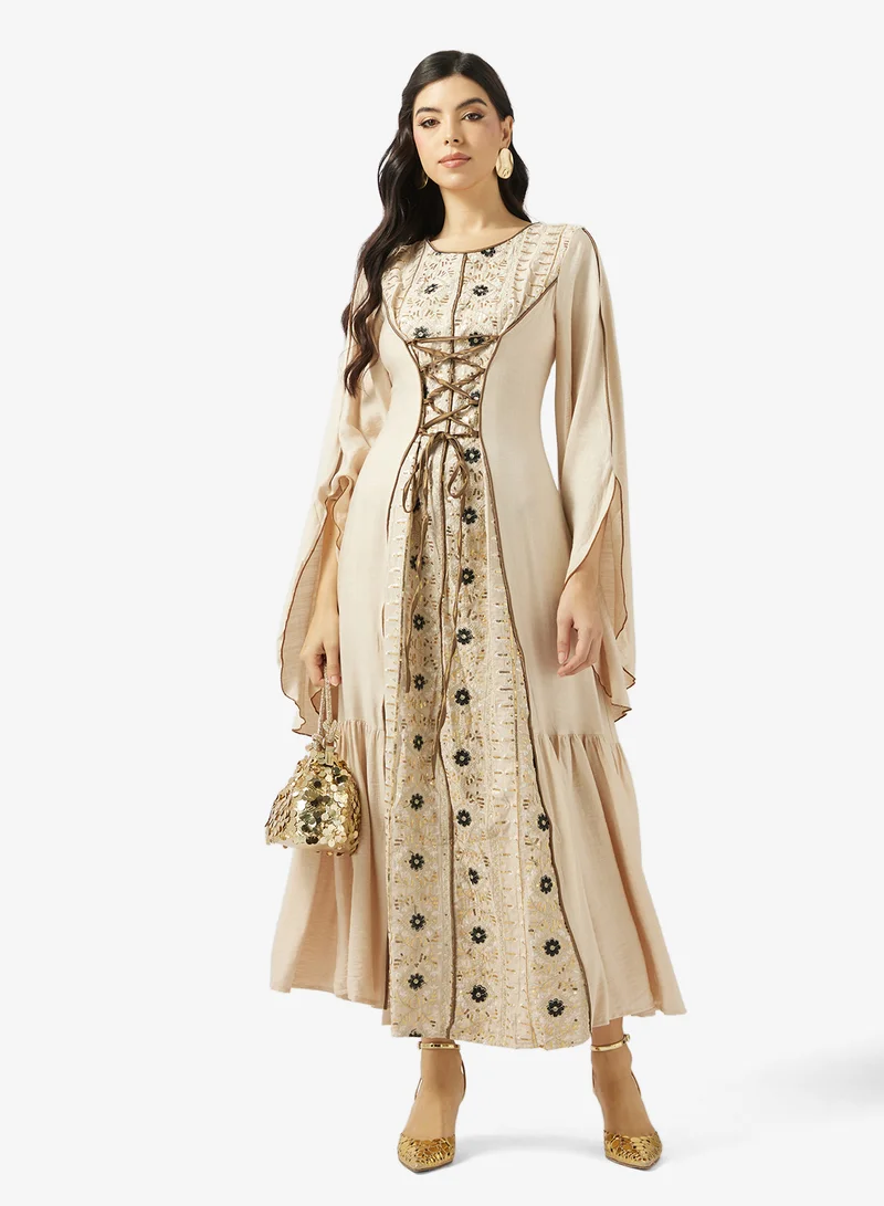 Khizana  A-line Dress With Waist Tie Up Detail for Women | Best Price UAE